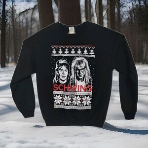 Vintage Wayne's World Pullover Ugly Christmas Sweatshirt Men's M, Black w/ Print